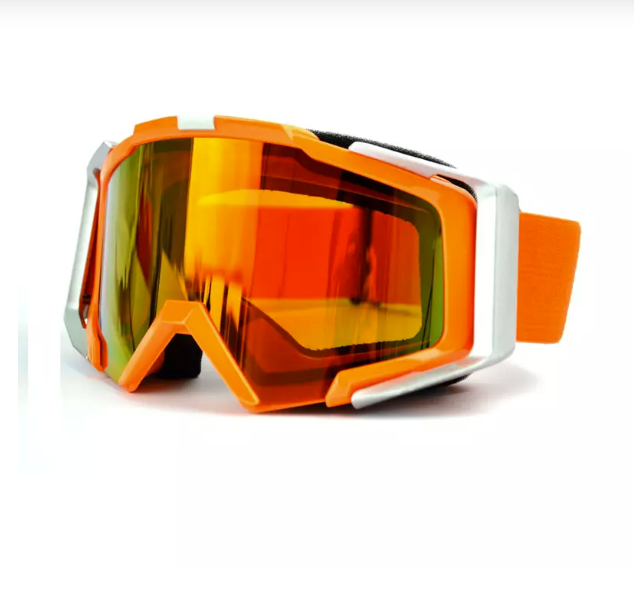 Motorcycle goggles with durable, impact-resistant lenses, designed to protect riders from wind, dust, and debris while providing a secure and comfortable fit.