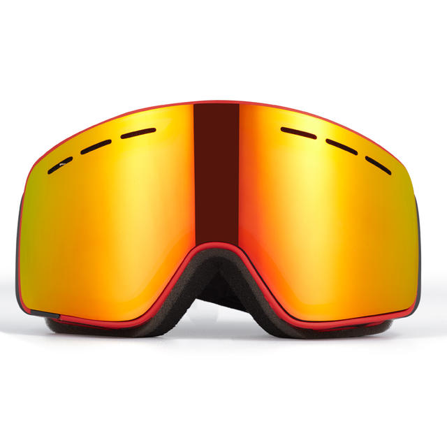 Double Lens Anti Fog Cylindrical Mirrored OTG Ski Snowboard Goggles